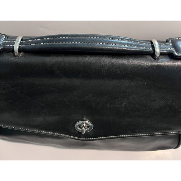 Coach Lexington, Black, Leather Briefcase/Laptop Bag, silver hardware, preowned - Picture 2 of 12